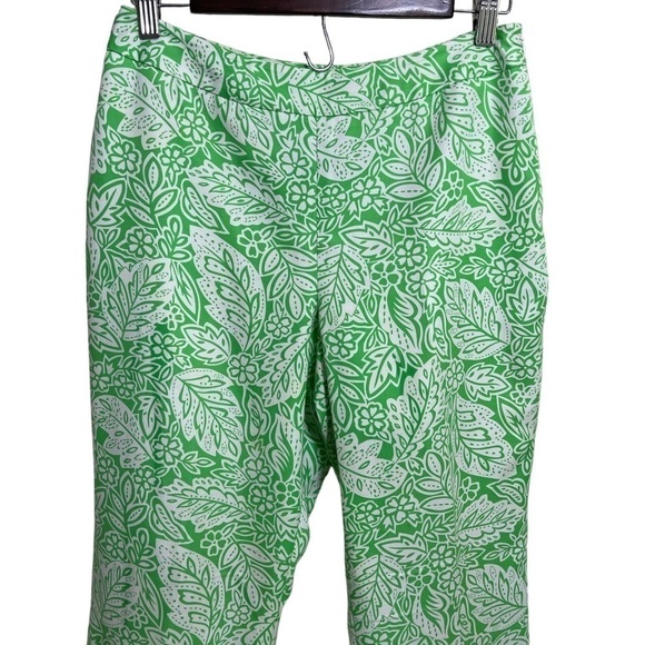 PENDLETON Ankle Cropped‎ Lined Pants Silk Cotton Floral Green 6P - Picture 2 of 10